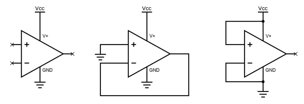 Examples of unused op-amps connection mistakes in multi-op-amp packages