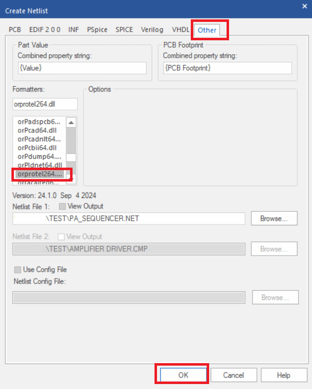 Export Orcad Protel2 netlist